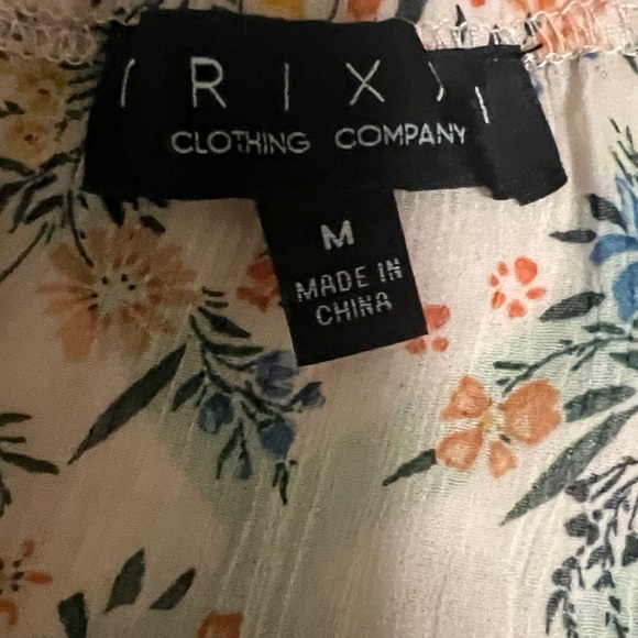 Trixxi Floral Vneck Sheer Tiered Fit & Flare Mini Dress Peach M - Picture 4 of 4